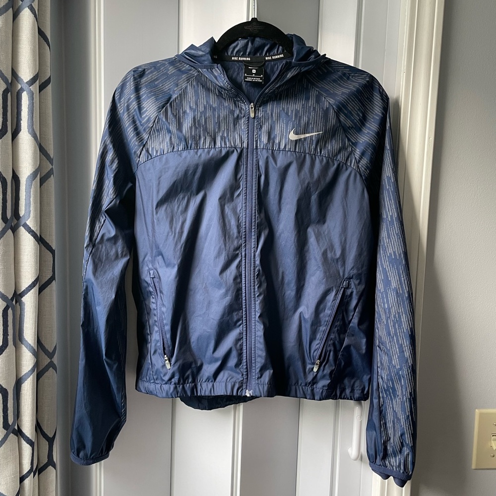 Nike Running Hooded Jacket - Size Medium, Blue